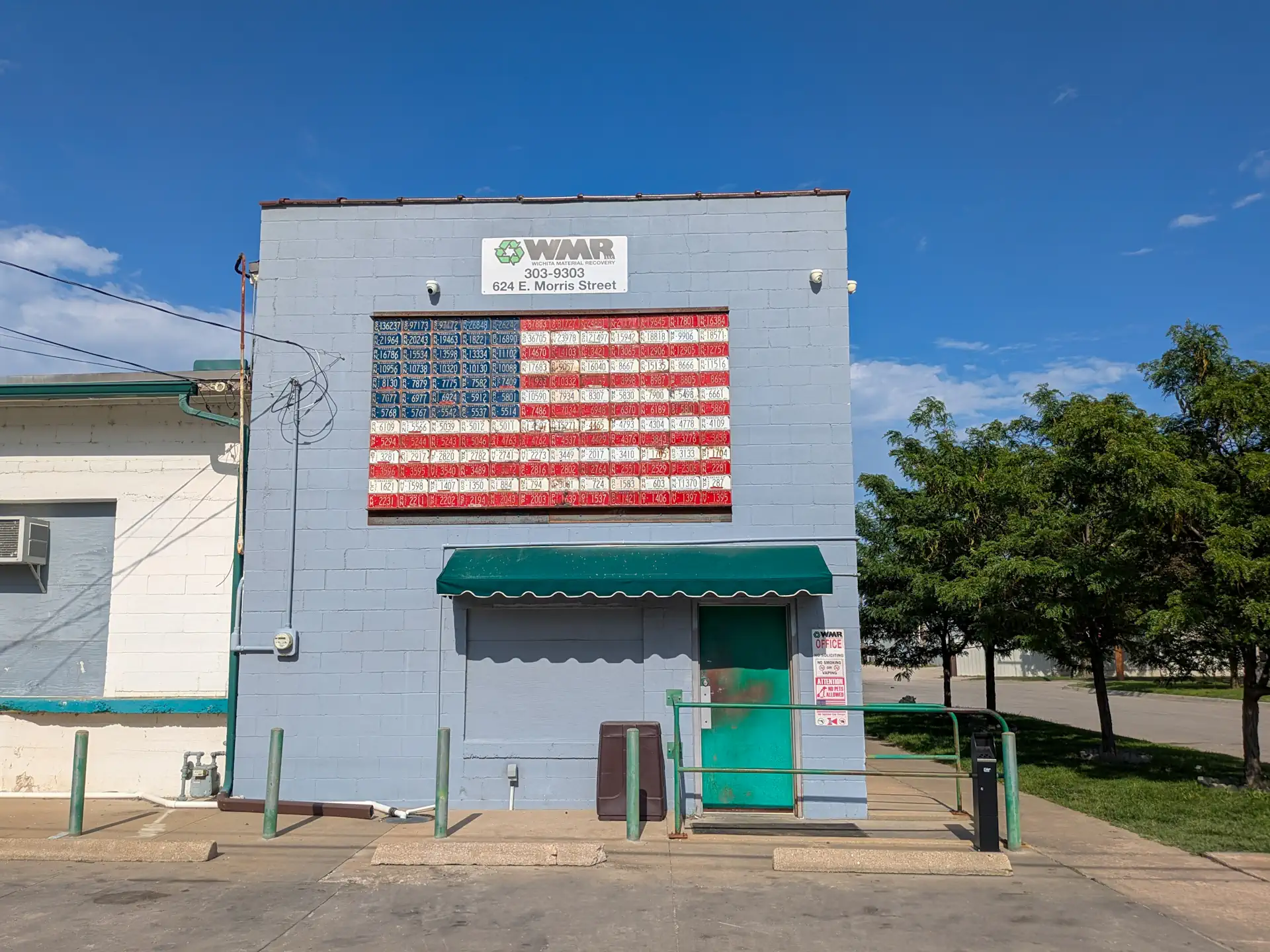 Wichita Material Recovery Front Building with American Flag